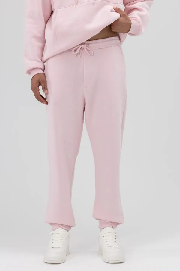 Pantalon de survêtement basique à chevilles élastiquées, rose