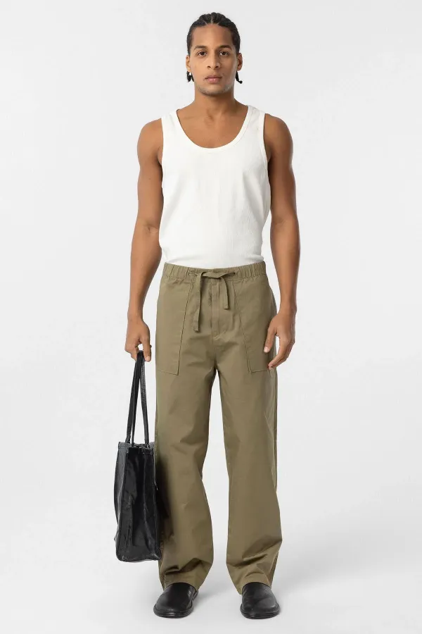 Baggy Fit Gabardine Trousers Khaki