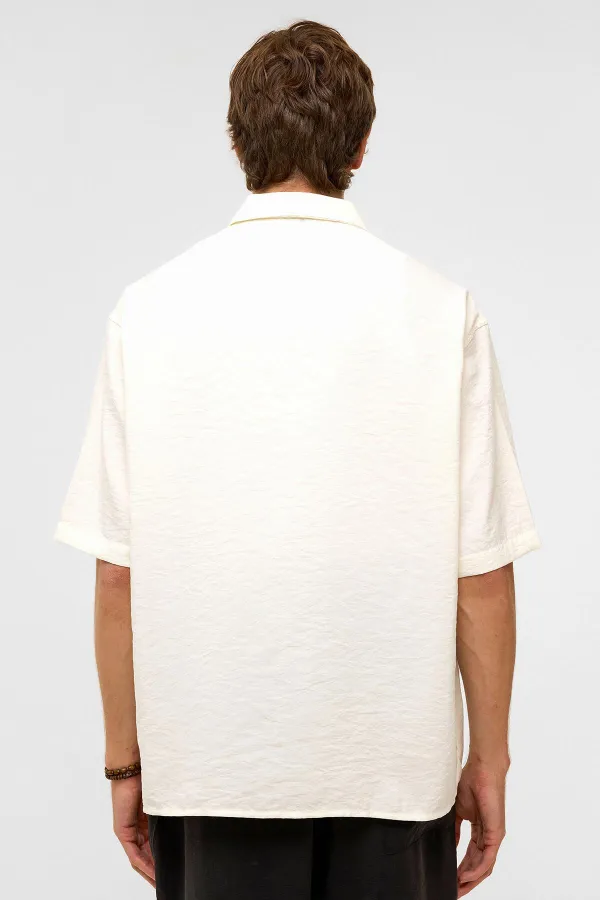 Chemise basique oversize à manches courtes en modal, écru