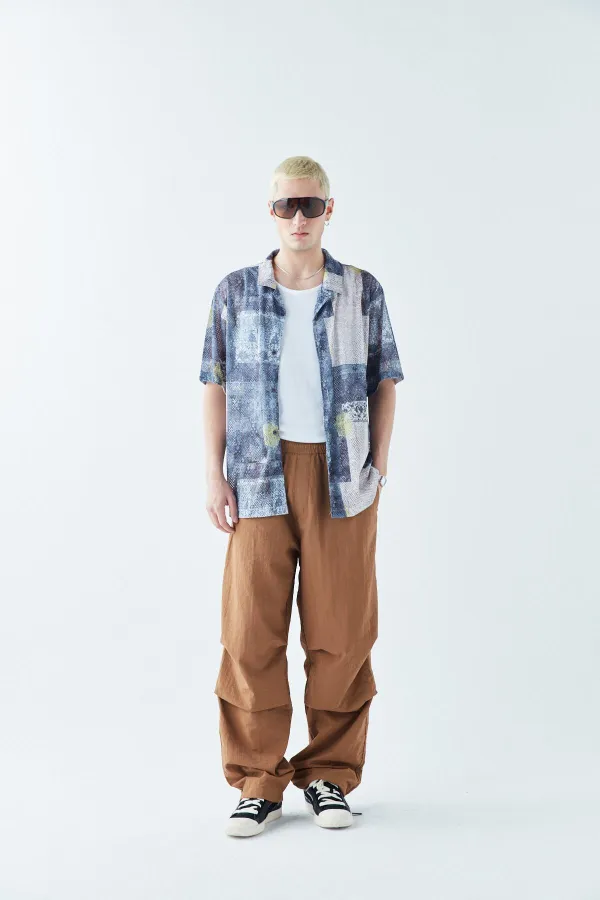 Patterned Corduroy Oversize Shirt Pattern-8