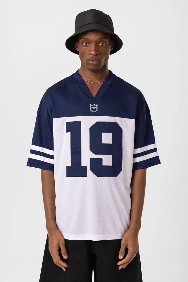 Baskılı Oversize Forma Tişört İndigo