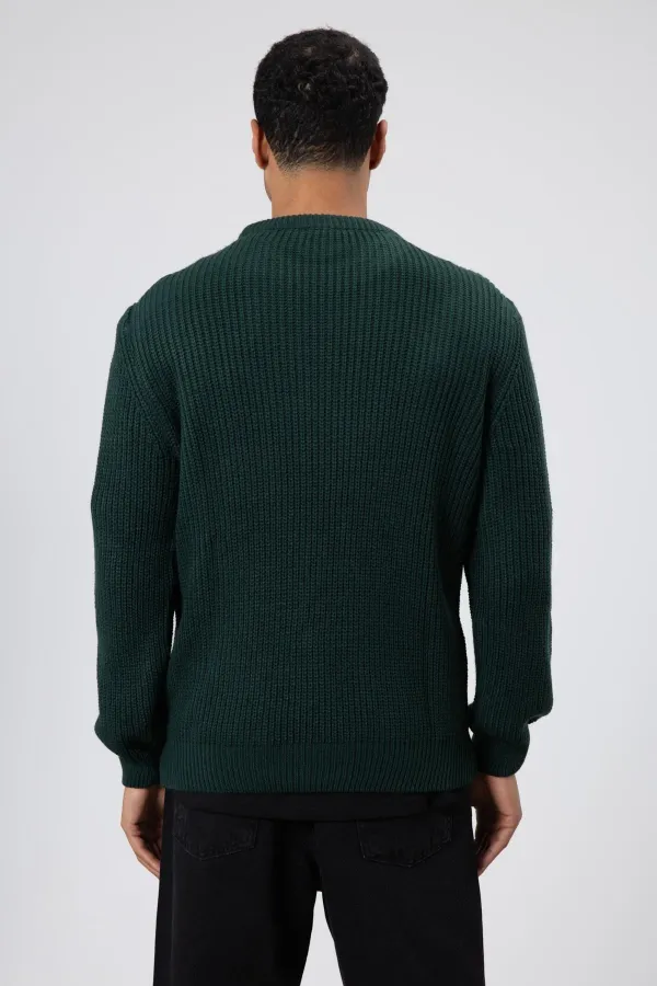 Bisiklet Yaka Oversize Triko Kazak Nefti