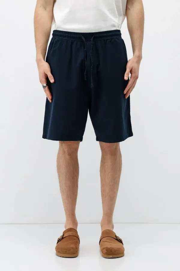 Short oversize en lin bleu marine