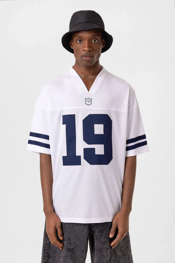 T-shirt oversize imprimé en jersey blanc