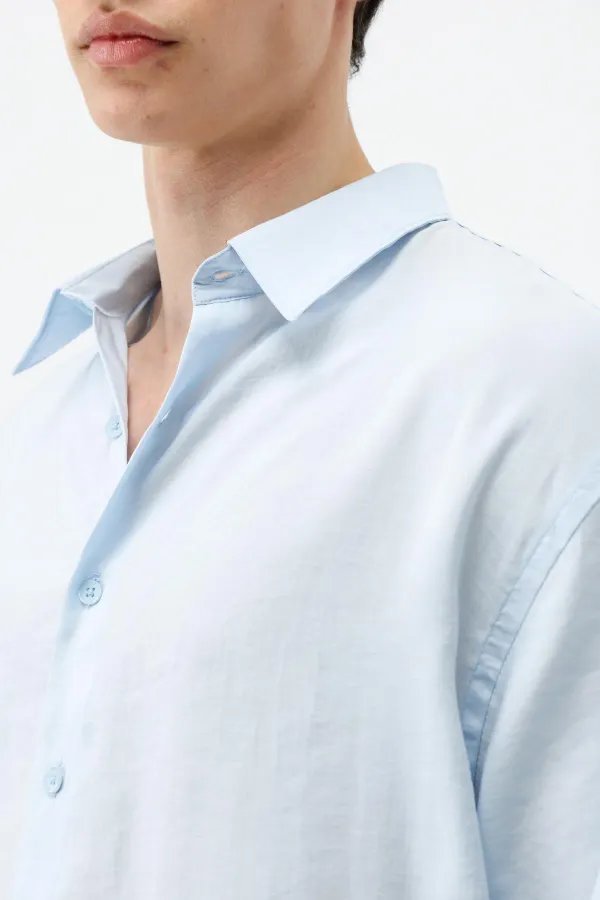Modal Fabric Oversize Shirt, Baby Blue