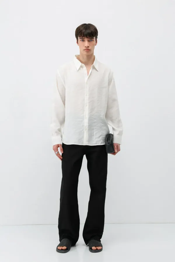 Chemise oversize en modal, écru