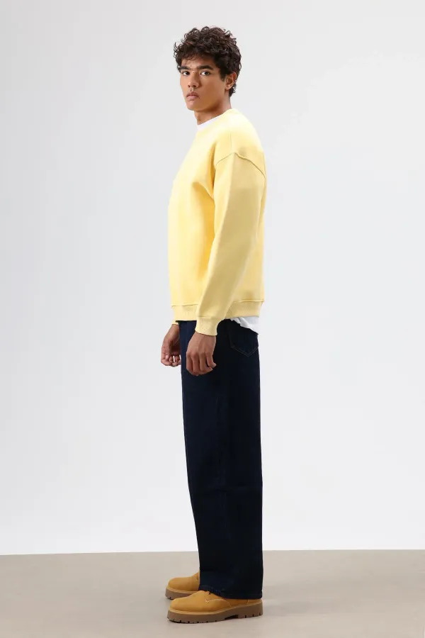 Sweat-shirt basique oversize délavé jaune