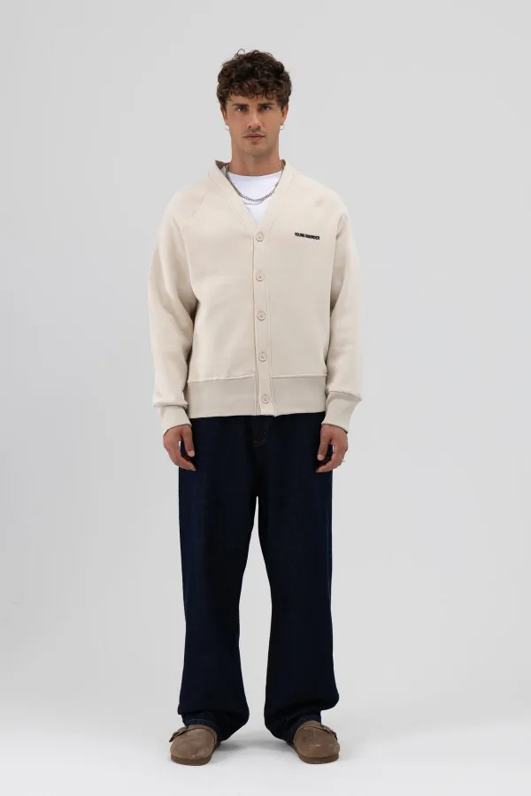 Sweat-shirt oversize à boutons couleur pierre