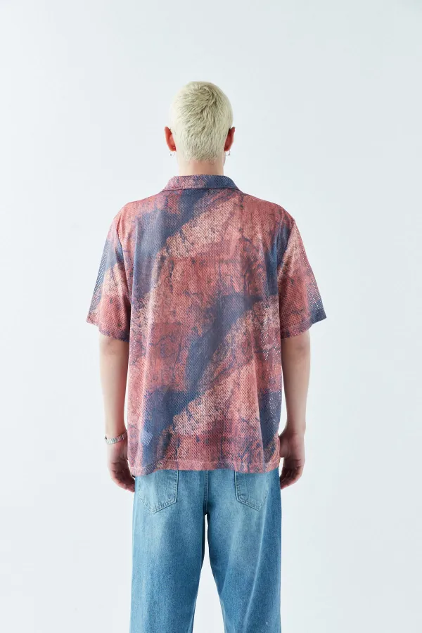 Patterned Corduroy Oversize Shirt Pattern-5