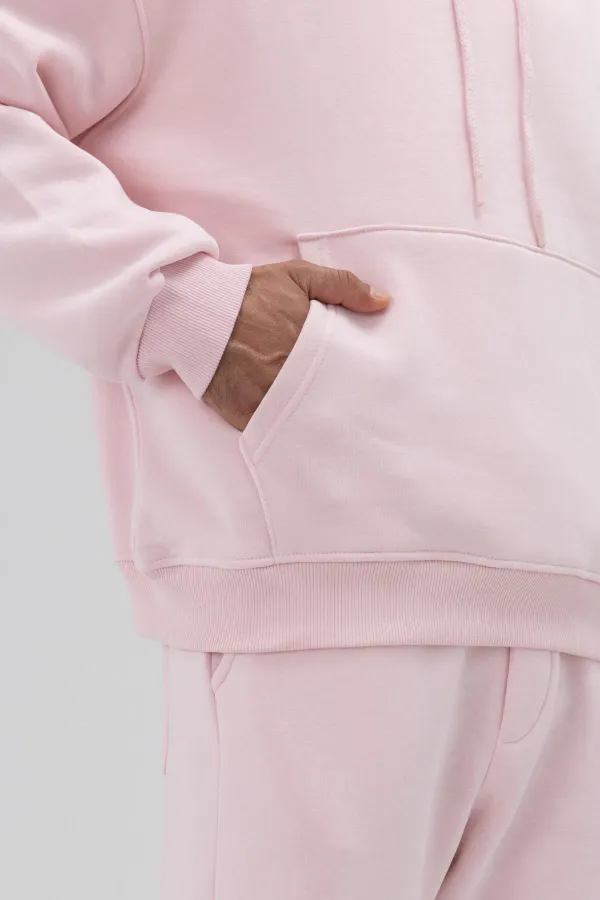 Sweat à capuche oversize basique rose