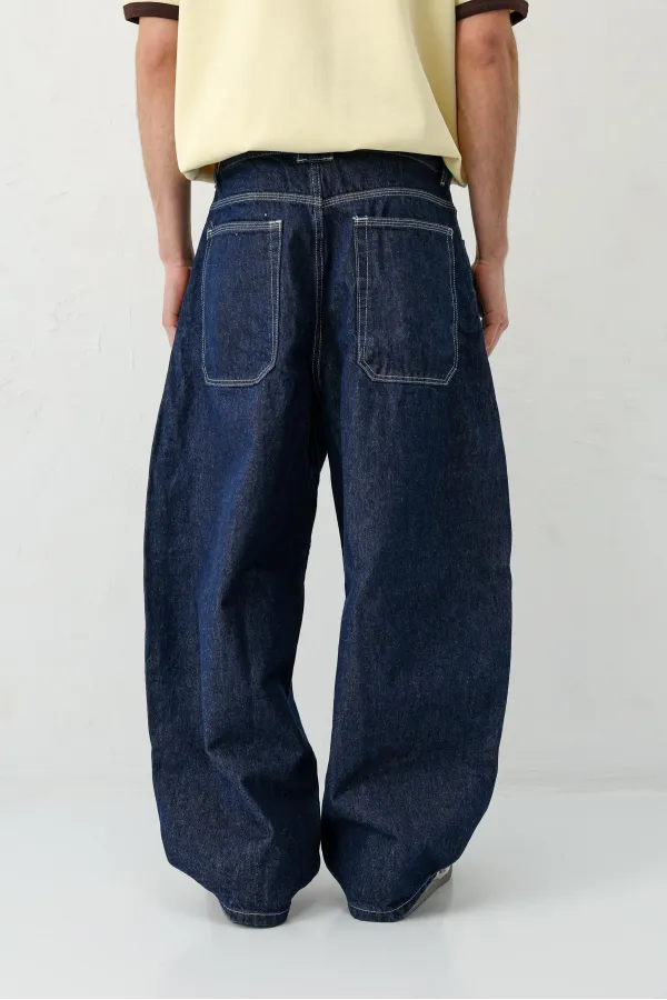 Jean coupe tonneau indigo