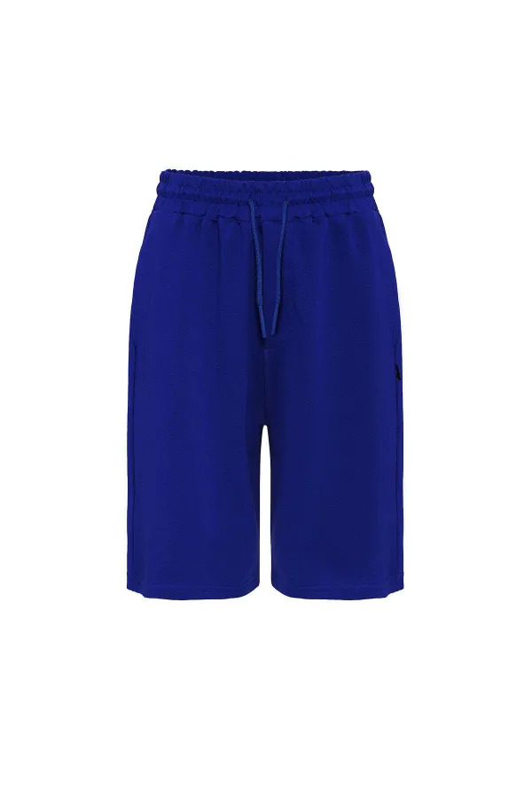 Basic Oversize Şort Takım Saks