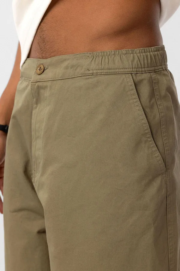 Washed Gabardine Baggy Pants Khaki