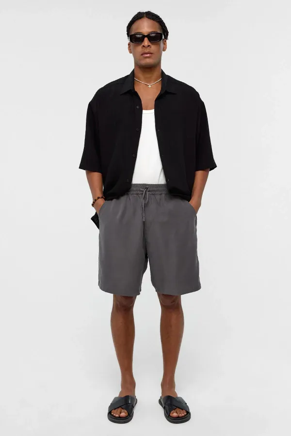 Oversize Modal Kumaş Bermuda Şort Antrasit