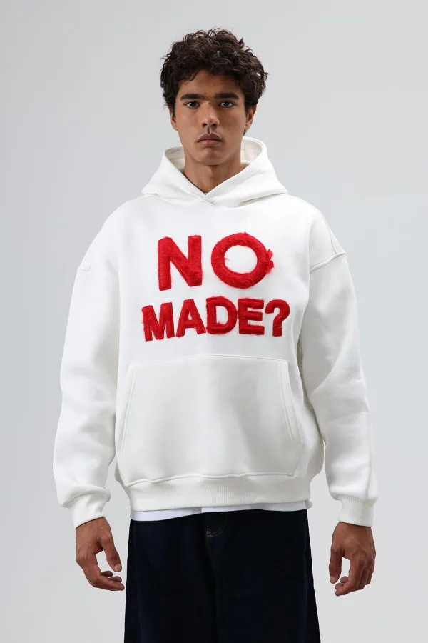 Sweat à capuche imprimé oversize, écru