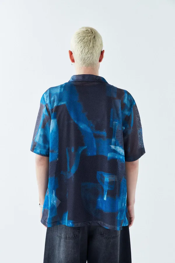 Patterned Corduroy Oversize Shirt Pattern-12