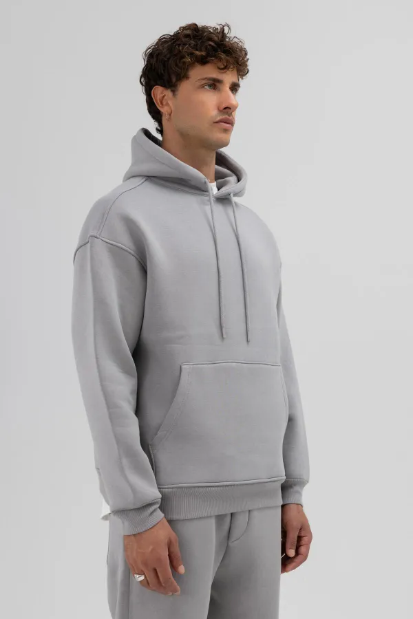 Sweat à capuche basique oversize gris