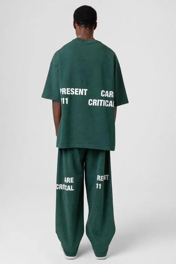 Yıkamalı Arka Baskılı Oversize Eşofman Takım Nefti