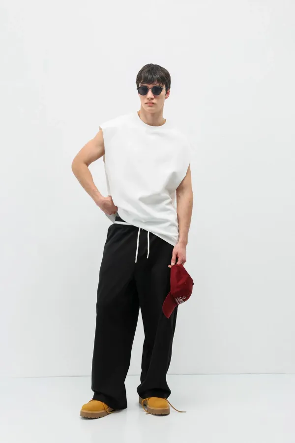 Bağcıklı Baggy Fit Eşofman Alt Siyah