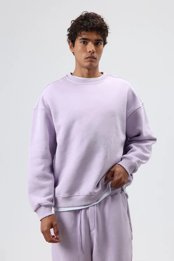 Sweat-shirt basique oversize délavé lilas