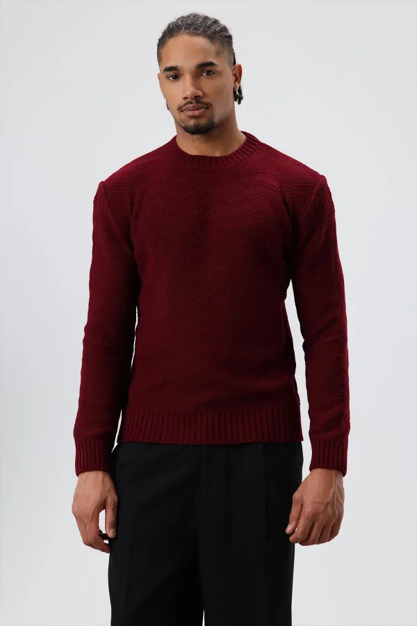 Pull oversize à col rond bordeaux