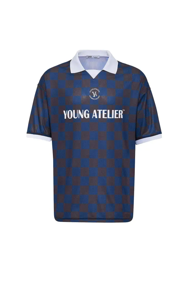 Oversize Polo Yaka Forma Tişört KAHVE/İNDİGO