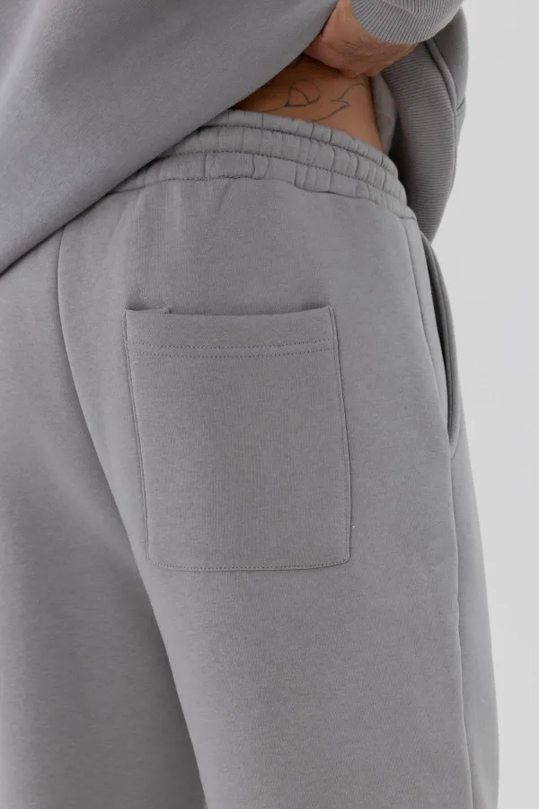 Basic Paça Lastikli Eşofman Alt Gri