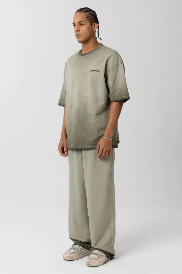 Yıkamalı Oversize Eşofman Takım Açık Haki