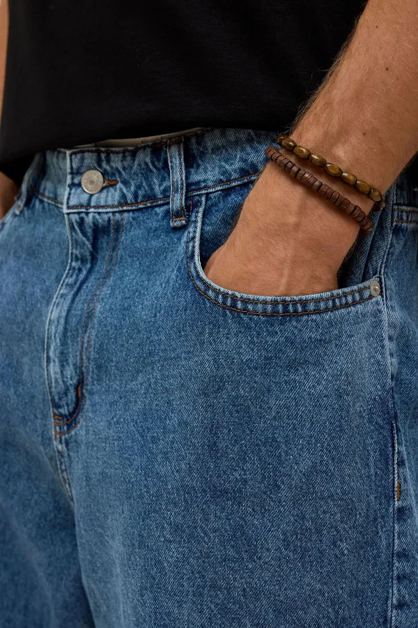Oversize Bermuda Denim Şort Mavı Renk-2