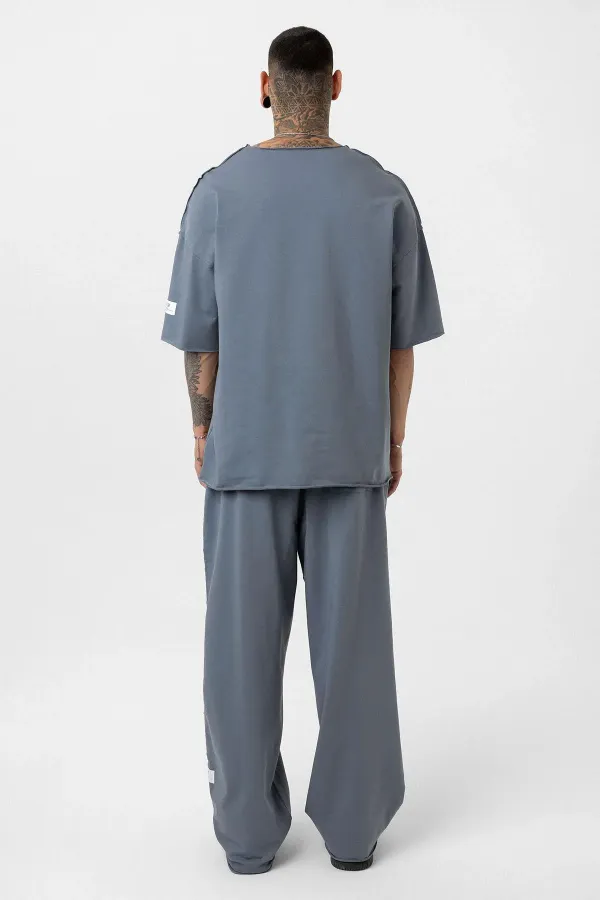 Etiket Detaylı Oversize Eşofman Takım Füme