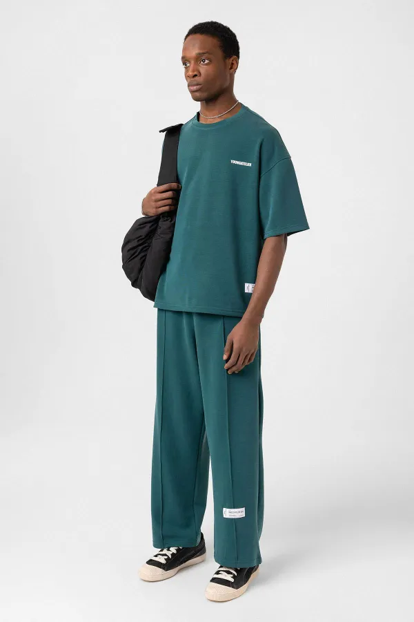 Etiket Detaylı Oversize Modal Kumaş Eşofman Takım Nefti