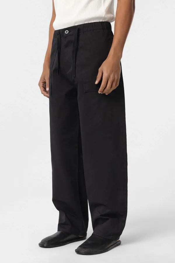 Baggy Fit Gabardine Trousers Black