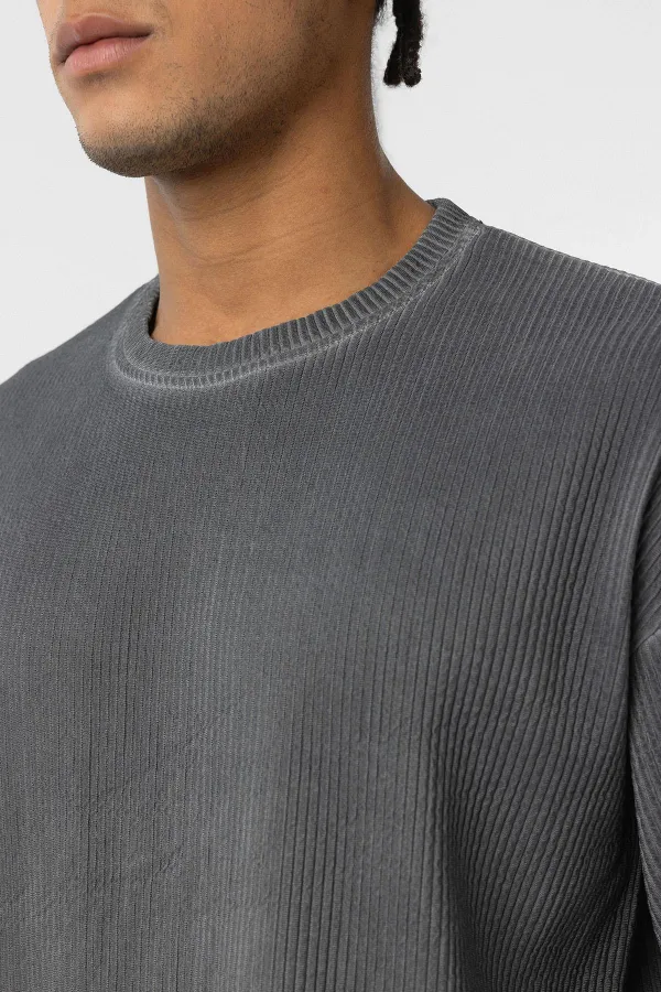 T-shirt noir oversize basique ottoman délavé