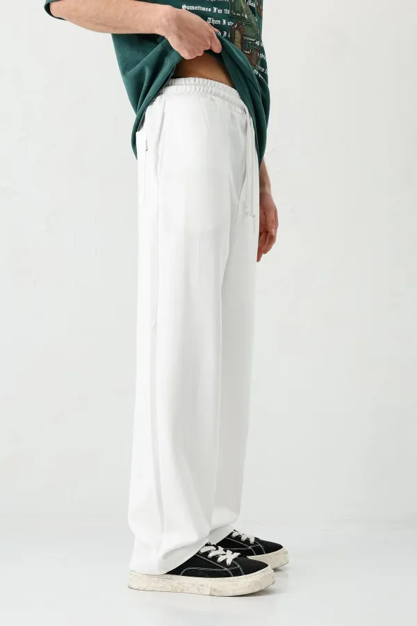 Baggy Fit Yıkamalı Eşofman Alt Ekru