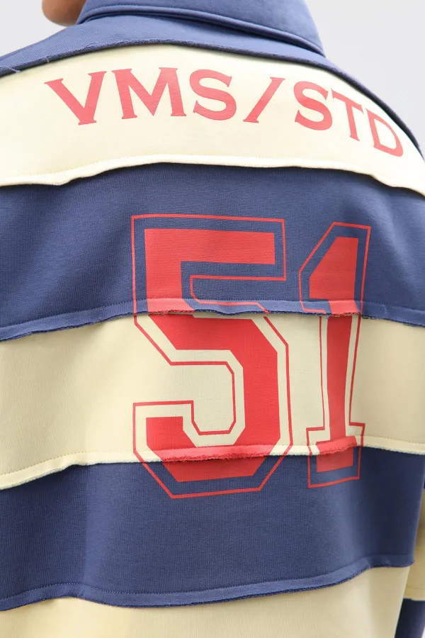 Sweat-shirt oversize à rayures imprimées bleu