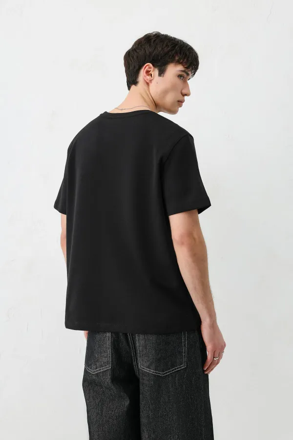 Short-Sleeved Boxy Fit T-Shirt, Black