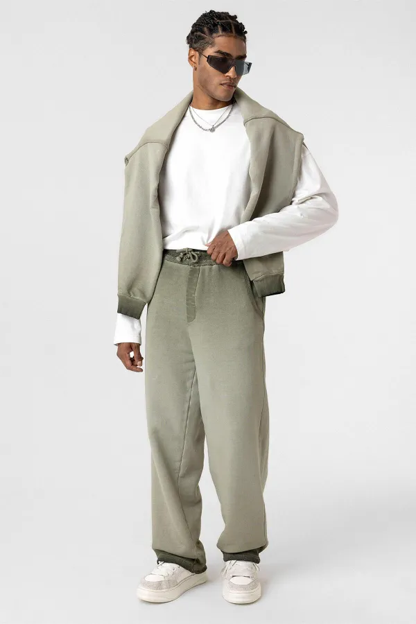 Washed Gradient Oversize Sweatpants Khaki