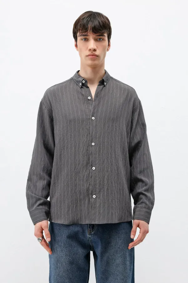 Chemise rayée oversize anthracite