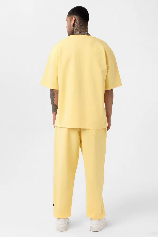 Paça Lastikli Basic Oversize Eşofman Takımı Sarı