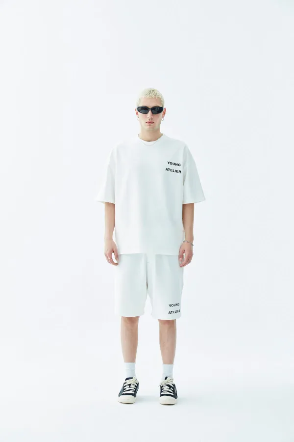 Young Atelıer Baskılı Şort Takım Ekru