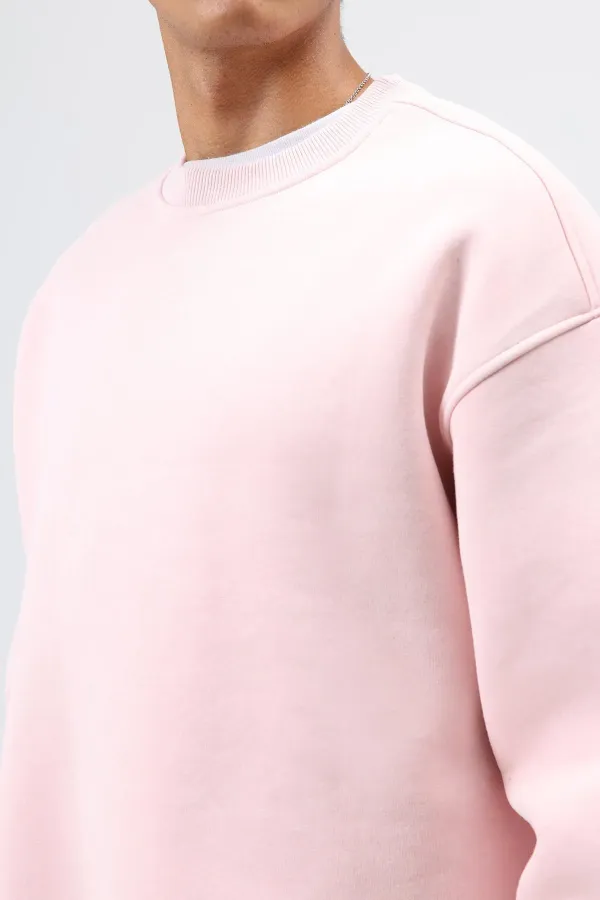 Sweat-shirt basique oversize délavé rose