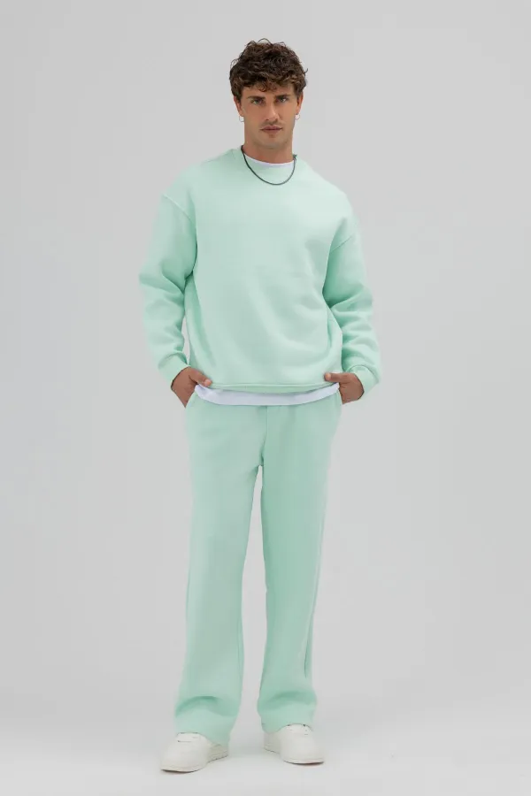 Sweat-shirt basique à col rond oversize menthe