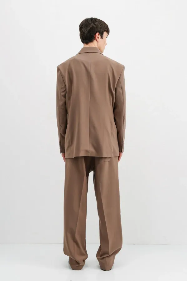 Costume croisé oversize en vison foncé