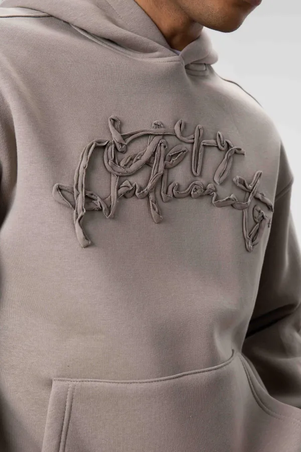 Oversize Baskılı Kapüşonlu Sweatshirt Açık Vızon