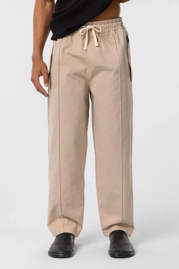 Bağcıklı Baggy Gabardin Pantolon Bej