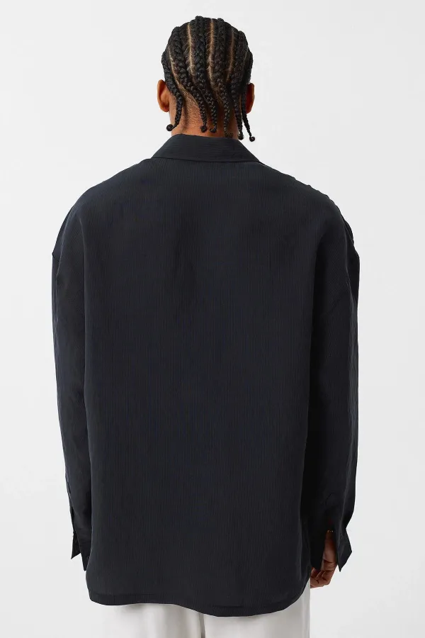 Basic Oversize Uzun Kol Gömlek Siyah