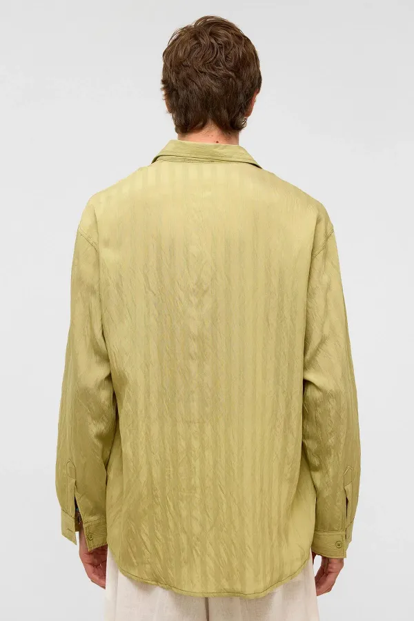 Oversize Long-Sleeve Modal Fabric Shirt, Green