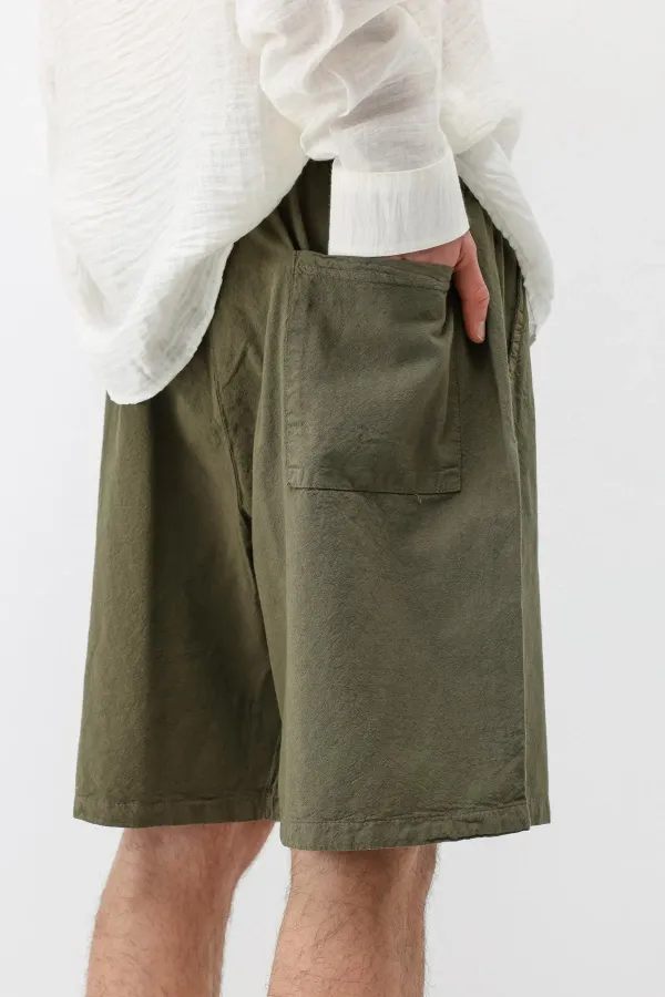 Oversize Keten Şort Haki