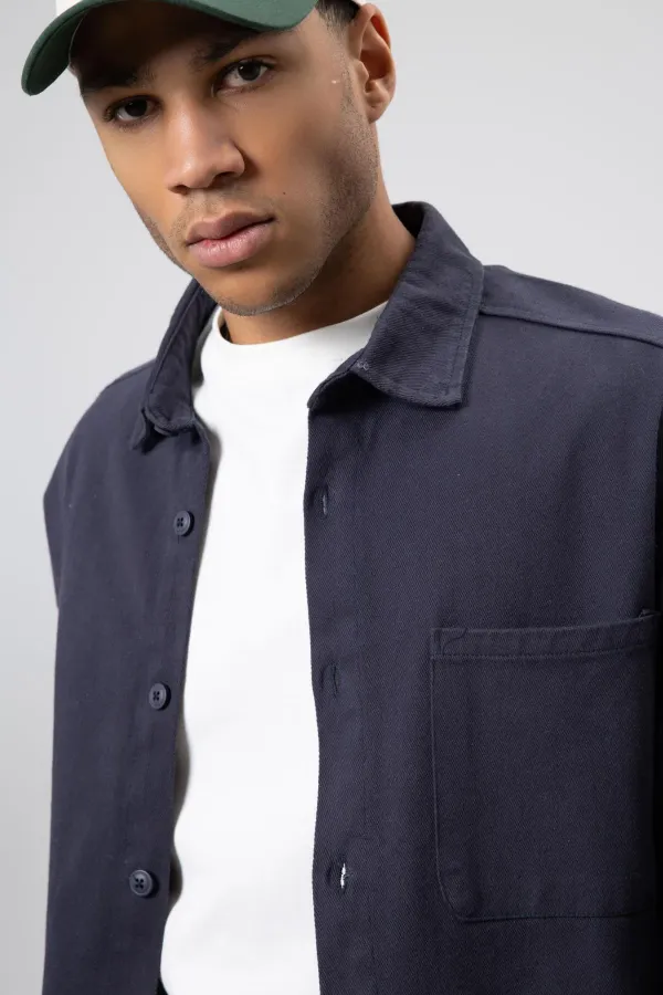 Oversize Gabardin Gömlek Ceket Füme