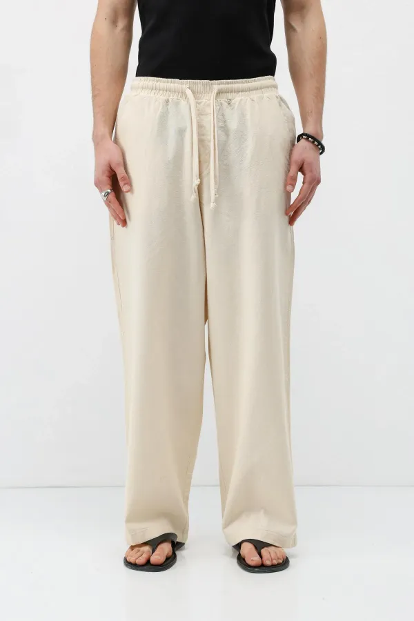 Super Baggy Fit Keten Pantolon Naturel